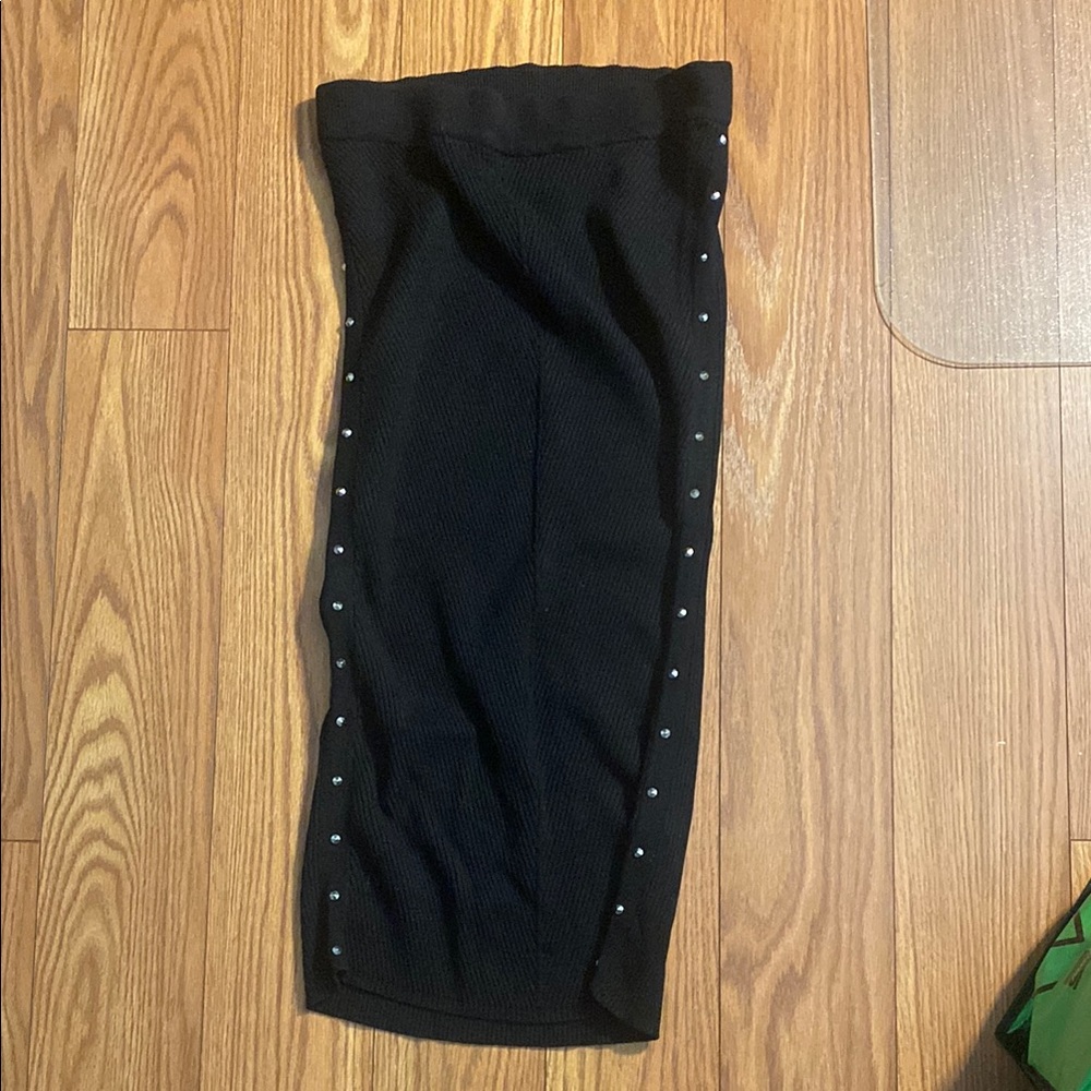 Black studded knit pencil skirt